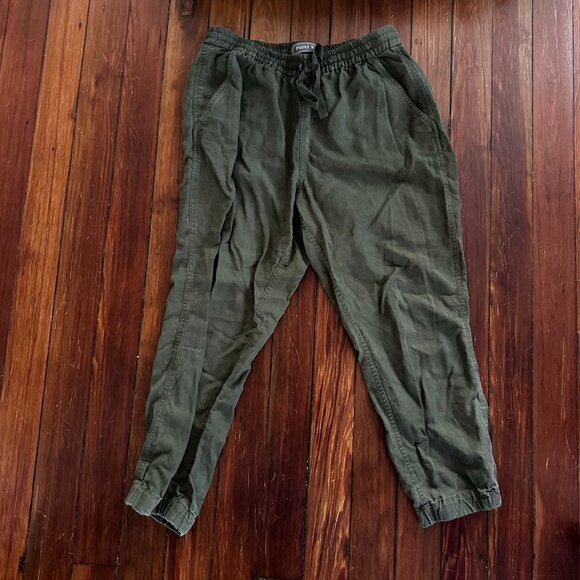 J. Crew x Point Sur seaside pant in dark green linen joggers - Picture 3 of 6